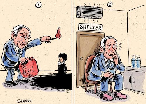 Cartoon: Preemptive Strike - Netanyahu (medium) by Ahmad Qaddura tagged netanyahu