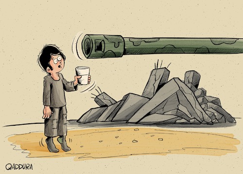 Cartoon: Starvation in Gaza - Originally (medium) by Ahmad Qaddura tagged gaza
