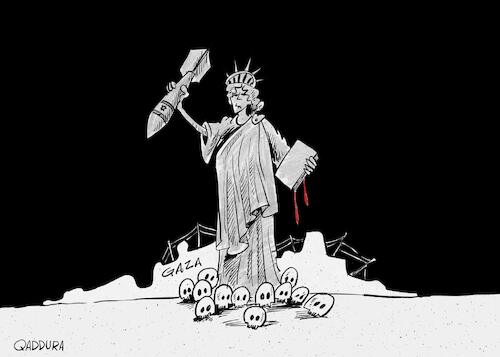 Cartoon: Stop funding Israel (medium) by Ahmad Qaddura tagged statue,of,liberty
