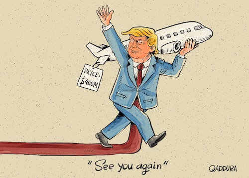 Cartoon: Trump in the Middle East (medium) by Ahmad Qaddura tagged trump