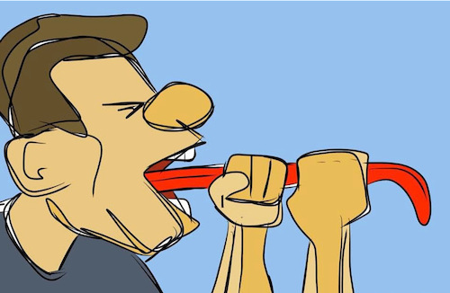 Cartoon: Peguei (medium) by Xisto Ventura tagged tongue,autocontrol,behaviour