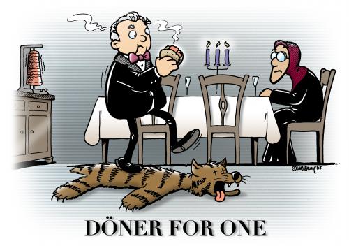 Cartoon: Döner For One (medium) by Rovey tagged jahreswechsel,fernsehen,tradition,kult,tv,silvester,one,for,dinner,dinner for one,döner,kebab,essen,nahrung,fast food,imbiss,kult,kultur,tv,serie,tradition,fernsehen,jahreswechsel,silvester,butler,miss sophie,türkei,türkisch,ernährung,mittagessen,abendessen,dinner,for,one,fast,food,miss,sophie,gastronomie