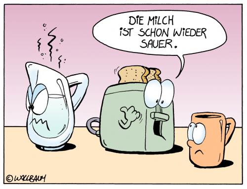 Cartoon: Saure MIlch (medium) by Rovey tagged milch,sauer,küche,haushalt,toaster,tasse,milch,küche,küchengeräte,haushalt,toast,toaster,tasse,geschirr,lebensmittel,gesellschaft,sauer,verstimmt,verstimmung,verletzt,beleidigt,beleidigung,gekränkt,kränkung,eingeschnappt,frustriert,frustration,frust,wut,emotion,emotionen,gefühl,gefühle,gespräch,dialog,konversation,streit