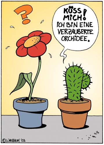 Cartoon: Verzaubert (medium) by Rovey tagged kaktus,orchidee,pflanze,blume,liebe,anmache,flirt,botanik,gewächse,botanik,floristik,flora,pflanzen,pflanze,blume,blumentopf,orchideen,kaktus,stachel,märchen,froschkönig,verzaubert,verwunschen,zauber,anmache,flirt,liebe,partnersuche