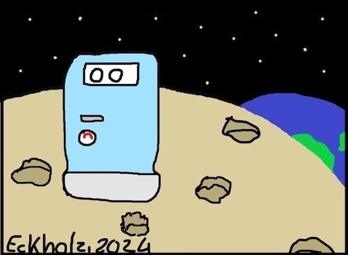Cartoon: Ohne Worte (medium) by Kritzelklops tagged klo,abort,lokus,toilette,mond,nonsens,quatsch,universum,raumfahrt,notdurft
