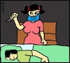 Psycho-Mädchen 6 (small) Cartoon: Psycho-Mädchen 6 (small) by Kritzelhonk tagged mädchen,frau,schlafen,nacht,heimtücke,mord,messer,horror,angst,unbehagen