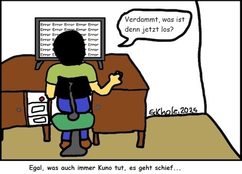 Cartoon: Kuno... (medium) by Hoschie1978 tagged depp,kuno,honk,nerd,computer,missgeschicke,pc,panne,error,trottel,gesellschaft