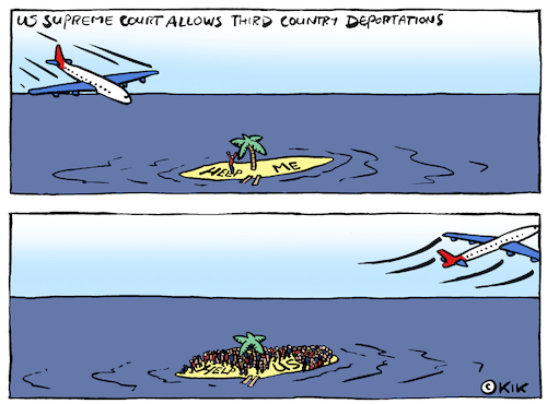 Cartoon: Third-Country Deportations (medium) by Kik tagged usa,refugees,trump,country,thirdcountry,third,plane,immigration,emigration