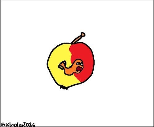 Cartoon: Ohne Worte (medium) by Mr Speck tagged riesenwurm,wurm,apfel,horror