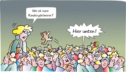 Cartoon: Kindergartenstress (medium) by Bernd Eisert tagged kinder,erzieherin,mutter,überlastung,hilfe,kinder,erzieherin,mutter,überlastung,hilfe