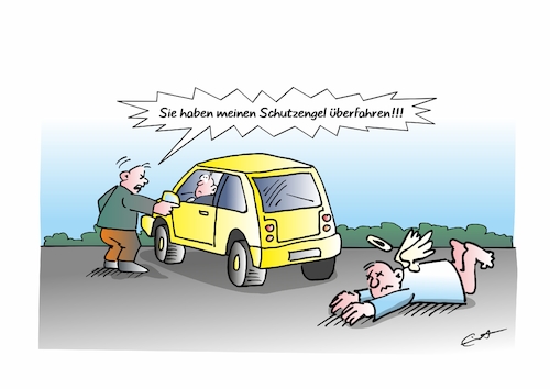 Cartoon: Schutzengel (medium) by Bernd Eisert tagged auto,fahrer,schutzengel,unfall,auto,fahrer,schutzengel,unfall