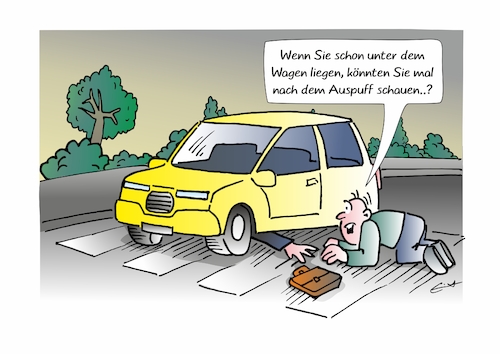Cartoon: Sehr selbstlos (medium) by Bernd Eisert tagged auto,zebrastreifen,überfahren,fußgänger,auspuff,hilfe,auto,zebrastreifen,überfahren,fußgänger,auspuff,hilfe