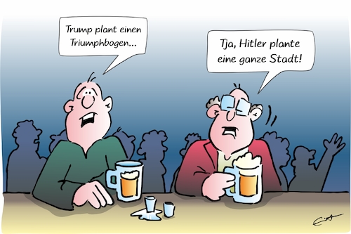 Cartoon: Triumphbogen (medium) by Bernd Eisert tagged trump,triumphbogen,macht,angeberei,wahnsinn,trump,triumphbogen,macht,angeberei,wahnsinn