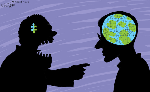 Cartoon: Argument (medium) by Sherif Arafa tagged argument