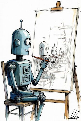 Cartoon: Infinite AI Self-Portrait (medium) by artistoon tagged ai,infinite,self,portrait,technology