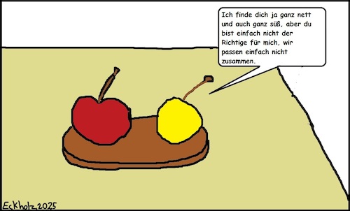 Cartoon: Absage... (medium) by Kritzelspacko78 tagged absage,apfel,marille,obst