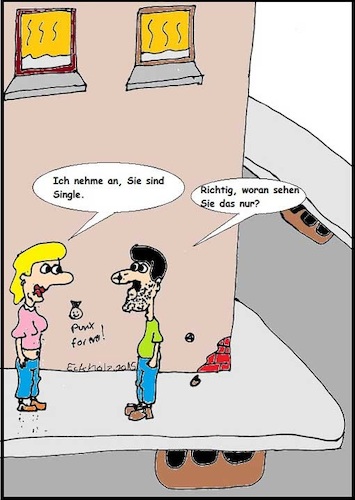 Cartoon: Single... (medium) by Kritzelspacko78 tagged single,mann,frau,hässlichkeit,hässlich,gesellschaft,einsamkeit,junggeselle