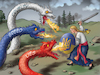 Cartoon: Three Against One (small) by Cyberwolf tagged war,ukraine,russia,putin,criminal,dragons