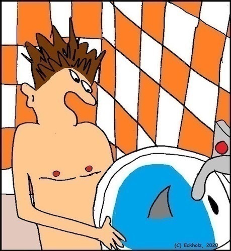 Cartoon: Ohne Worte (medium) by Honk1978 tagged waschbecken,hai,mann,nackt
