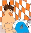 Cartoon: Ohne Worte (small) by Honk1978 tagged waschbecken,hai,mann,nackt