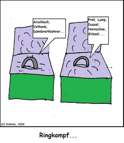 Cartoon: 4 - Ringkampf... (medium) by Wutkritzler1978 tagged ringe,auseinandersetzung,streit,wettkampf,spiel,schimpfworte,sprache,disput