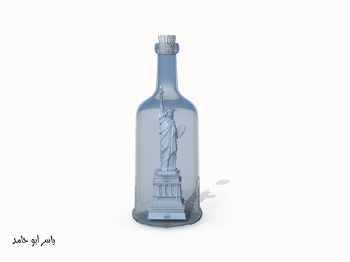 Cartoon: a lie (medium) by yaserabohamed tagged liberty,statue