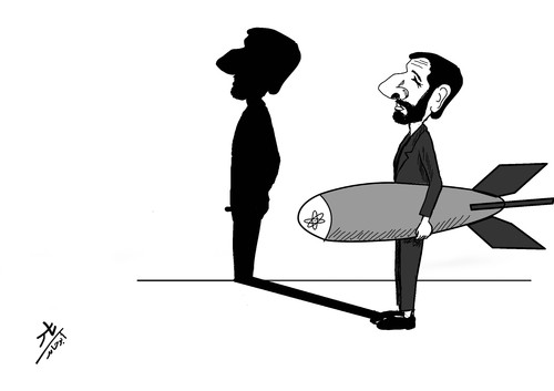 Cartoon: iran nuclear bomb (medium) by yaserabohamed tagged iran,nuclear,bomb,ahmadi,najad