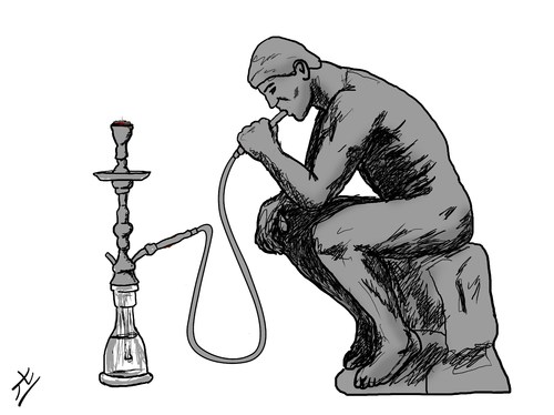 Cartoon: shesha (medium) by yaserabohamed tagged thinker,the