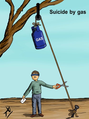 Cartoon: Suicide by gas (medium) by yaserabohamed tagged suicide