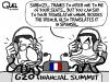 Cartoon: SPAIN IN THE G-20 SUMMIT (small) by QUEL tagged spain,france,zapatero,sarkozy,g20,summit
