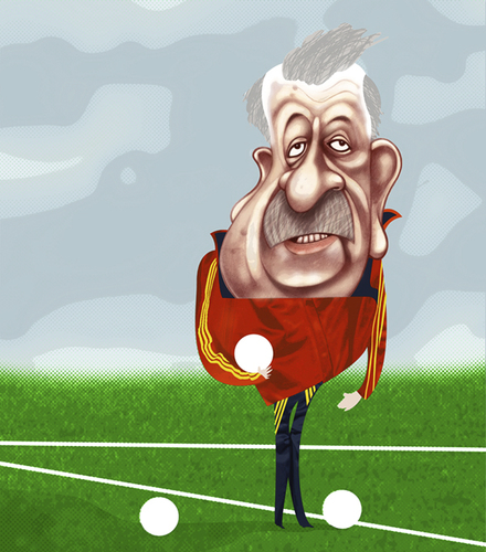 Cartoon: Vicente del Bosque (medium) by pincho tagged vicente,del,bosque,seleccionador,mundial,futbol,football,sport,sudafrica,madrid,roja