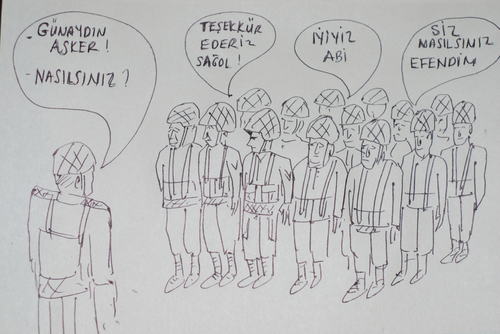 Cartoon: acemi askerler (medium) by MSB tagged acemi,askerler