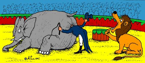 Cartoon: Circus (medium) by Aleksandr Salamatin tagged circus,elephant,lion