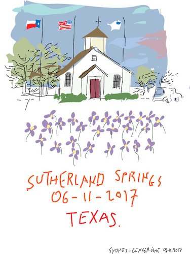 Cartoon: Babtist Church (medium) by gungor tagged usa,usa,sutherland,springs,texas,anschlag,amoklauf