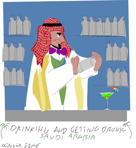 Cartoon: Booze ban in Saudi Arabia (medium) by gungor tagged alcohol,sale,saudi,arabia,alcohol,sale,saudi,arabia