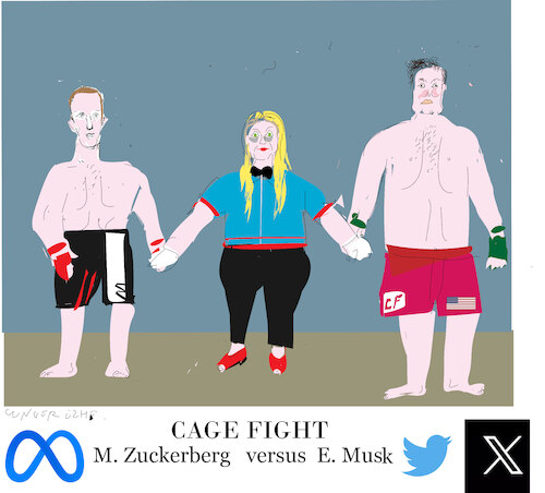 Cartoon: Cage fight in Italy (medium) by gungor tagged epic,cage,fight,epic,cage,fight