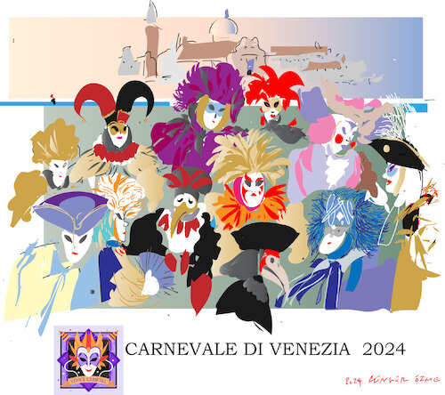 Cartoon: Carnival of Venice 2024 (medium) by gungor tagged venice,carnival,2024,venice,carnival,2024,venice,carnival,2024