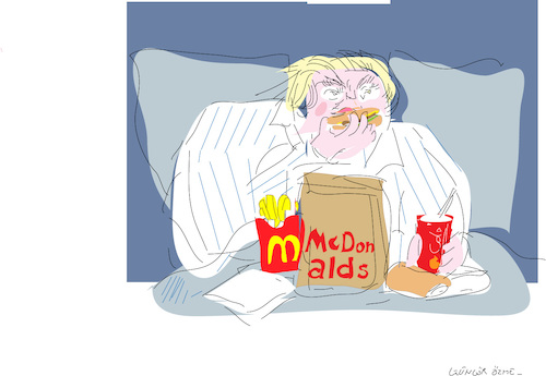 Cartoon: Cheeseburger (medium) by gungor tagged usa,usa,mc,donalds,cheesburger,hamburger,trump