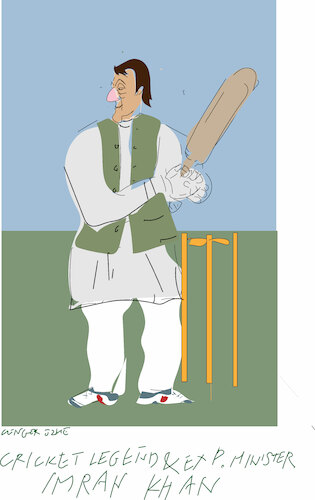 Cartoon: Cricket  legend Imran Khan (medium) by gungor tagged imran,khan,imran,khan