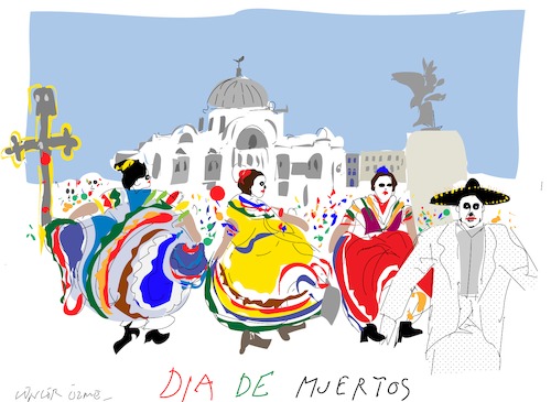 Cartoon: Dia de Muertos 2018 (medium) by gungor tagged mexico,mexico,valentine,day,dead,sombrero,carnival