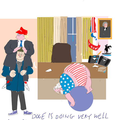 Cartoon: DOGE is looking after Uncle Sam (medium) by gungor tagged musk,in,the,oval,office,musk,in,the,oval,office