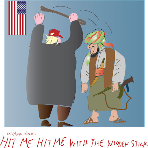 Cartoon: D.Trump and Houthis (medium) by gungor tagged us,attacks,to,yemen,us,attacks,to,yemen