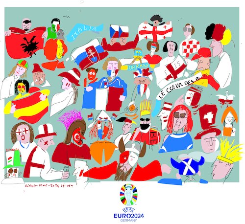 Cartoon: Euro Cup 2024 in Germany (medium) by gungor tagged euro,cup,2024,fans,euro,cup,2024,fans
