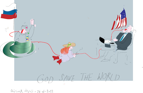 Cartoon: God Save The World (medium) by gungor tagged ukraine,and,russia,2022,ukraine,and,russia,2022