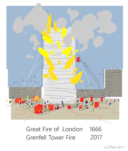 Cartoon: Grenfell Tower (medium) by gungor tagged uk