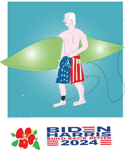 Cartoon: Joe Biden as surfer 2023 (medium) by gungor tagged joe,biden,and,2024,presidency,joe,biden,and,2024,presidency