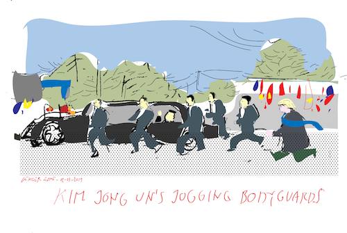 Cartoon: Jogging bodyguards (medium) by gungor tagged north,korea,north,korea