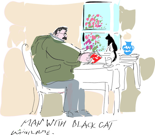 Cartoon: Man with Black Cat (medium) by gungor tagged human,human