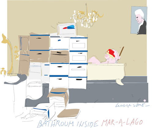 Cartoon: Mar a Lago (medium) by gungor tagged bathroom,of,the,house,bathroom,of,the,house
