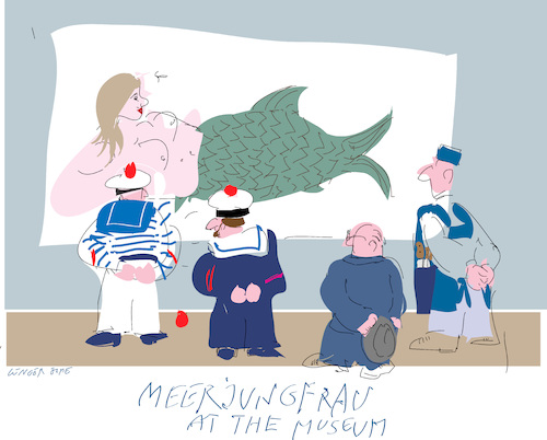 Cartoon: Meerjungfrau at the museum (medium) by gungor tagged meerjungfrau,meerjungfrau
